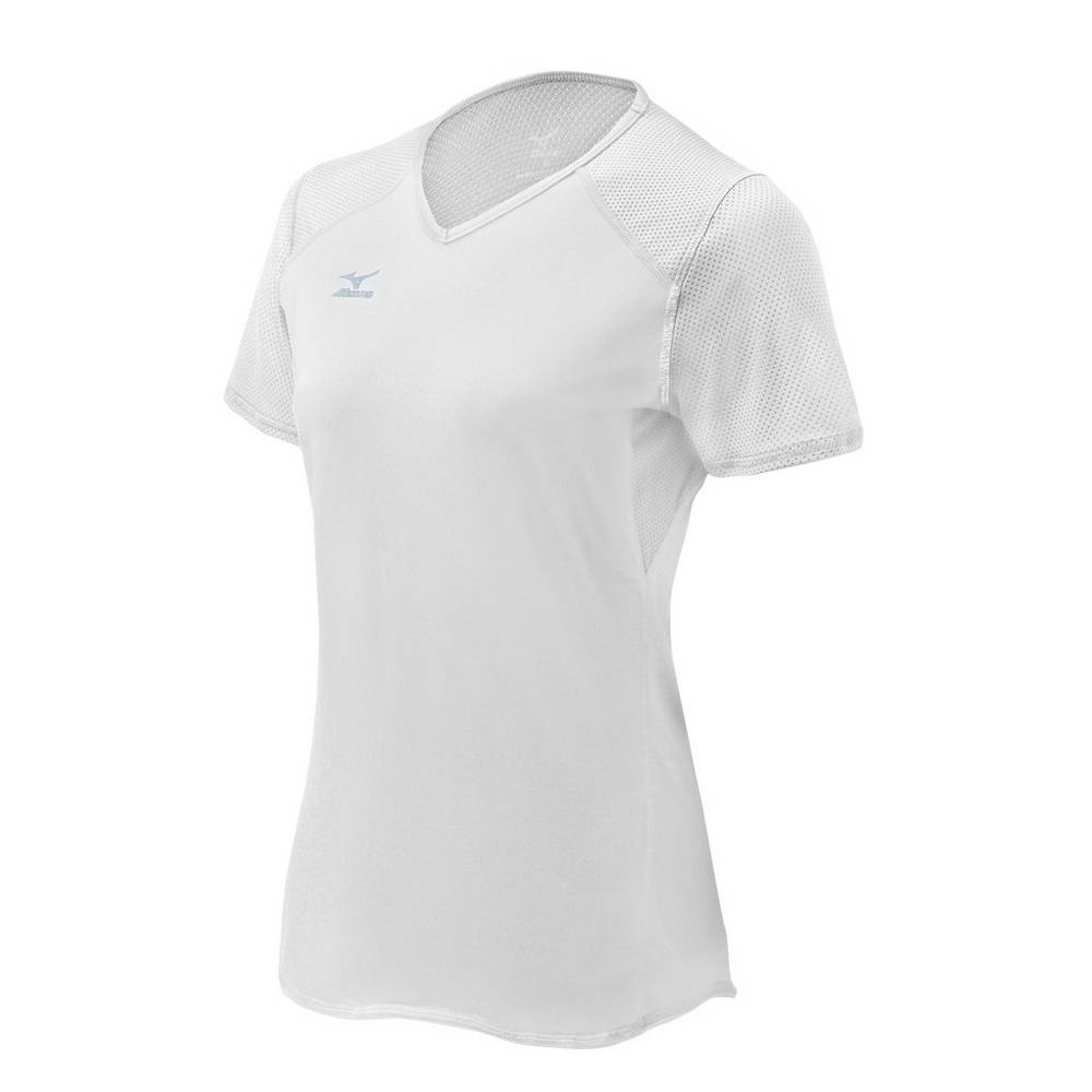 Womens Mizuno Techno VI Short Sleeve Volleyball Jersey White Philippines (MIKHNB280)